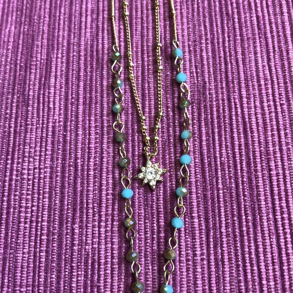 Double Strand Turquoise/Gold Double Strand Necklace